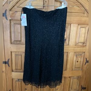 Marina By Marina Bresler Black Silk Beaded Skirt 2X NWT